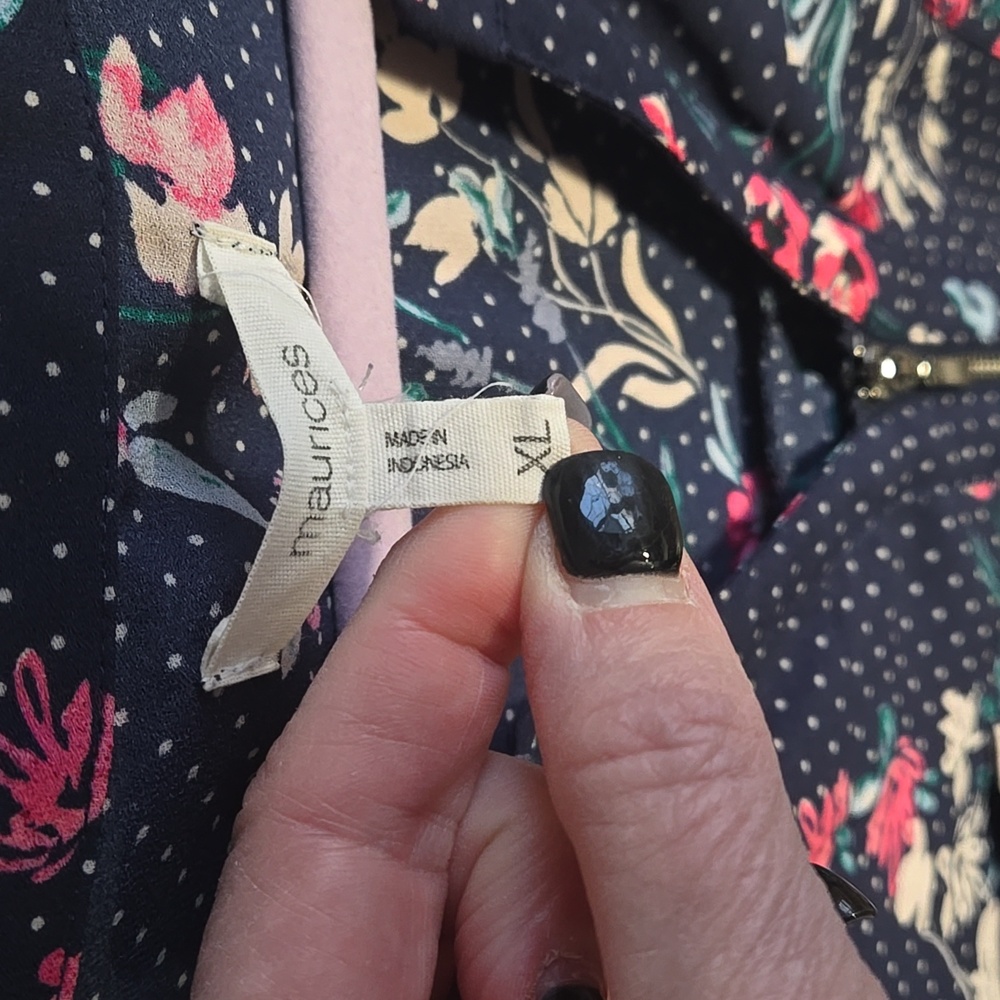 Maurices Blouse Navy Floral Pink Polka Dot Womans XL - Picture 5 of 7